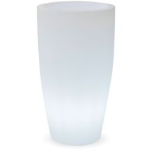 BAMBÚ 90 Jardinière ronde avec lumière pour plantes et fleurs très résistante. Chargement solaire et batterie rechargeable. Lumière RGB et Fabriqué