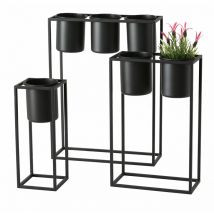 Spetebo - Pot à plantes Mensola 3-pièces en noir - taille 40-60 cm