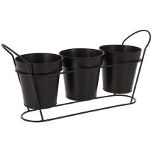 Macétero + 3 pots noirs 14 cm