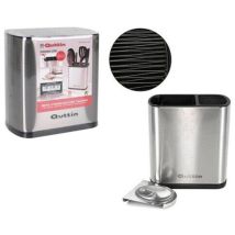 Pot Ustensiles de Cuisine en Inox – Bloc de rangement avec repose-cuillère – Dimensions 19 x 12 x 19.4 cm – Quttin