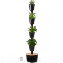 Citysens - Potager urbain 4 bacs noir avec arrosage automatique wifi et graines Noir Asymétrique