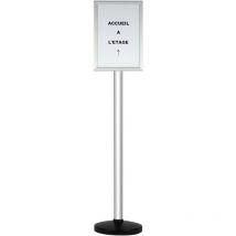 Novap - Poteau alu anodisé grande hauteur sur socle portable avec support alu A3 - 2034043