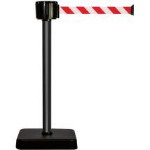 Poteau alu noir à sangle grande longueur hachuré rouge/blanc 12m x 50mm sur socle mobile - 2810081