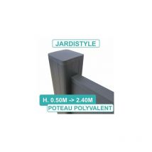 Poteau Polyvalent 4 Entrées - Clôture Aluminium et Composite - 0,50 mètre