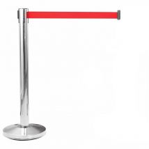 Sekureco - Poteau D'espacement En Acier Inoxydable Avec Ruban Rouge Extensible 2m x 5mm.