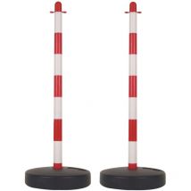 Poteau en plastique pour chaîne de signalisation - rouge/blanc - 2 pcs