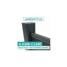 Poteau Intermédiaire 2 Entrées - Clôture Aluminium et Composite - 1,10 mètre