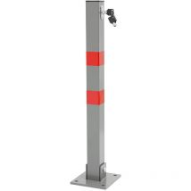 1 x Poteau de Parking Carré Rabattable - Hauteur 70 cm - 3 Clés - en Acier - Barrière Borne de Stationnement Repliable - Matériel de Fixation Inclus