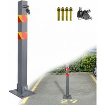 Naizy - Poteaux de barrière carrés avec bandes d'avertissement, poteau et borne de sécurité de parking pliables avec 3 clés
