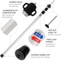 Kkmoon - Poteaux de Tente en Alliage d'Aluminium Renforcé - Tiges de Support Réglables pour Tente, Abri de Plage, Bâche ou Auvents, Accessoires de