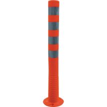 Poteau signalisation – 1000 mm – Ø 80 mm – Orange/Blanc – Polyuréthane flexible – Poteau et borne de sécurité