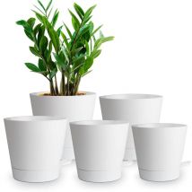 Pots de fleurs 22,3/17,1/16,5/14,9/12,7 cm avec trous de drainage et soucoupes, en plastique, pot de plantation pour plantes d'intérieur et