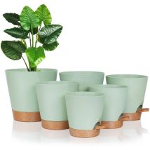 Autboom - Pots de fleurs 22,3/17,1/16,5/14,9/12,7 cm avec trous de drainage et soucoupes, en plastique, pot de plantation pour plantes d'intérieur et