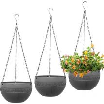 Pots de Fleurs Suspendre de 3 Paquet(diamètre - 21cm), Pot Suspendu Plante Exterieur en Plastique, Arrosage Automatique Jardiniere Suspendue avec