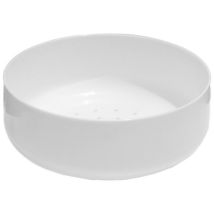 Pot De Fleurs Rond En Céramique Blanche Avec Plateau En Bambou, Idéal Pour Plantes Succulentes, Décoration De Table Ou De Bureau