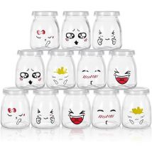 Pots de yaourt avec couvercle - Contenants en verre pour pudding et yaourt, ensemble de 12 pièces (100ml12)
