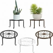 Hanbing - Potted Plant Stand, [3 Pack] Indoor Iron Flower Pot Holder, Rust Resistant, 9 Inch Durable Metal Garden Stand - White & Black & Chocolate