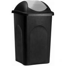 Poubelle 60 litres - Avec couvercle anti-odeur - Collecteur de déchets - 5 couleurs - Cuisine déchet ordures ménagères-Noir/argenté