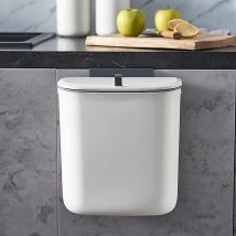 Poubelle à compost de cuisine de 9,5 litres à suspendre avec couvercle, porte d'armoire de cuisine, poubelle en plastique, poubelle murale ouverte,