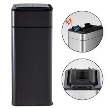 Poubelle à ouverture automatique latérale papillon - Noir - 60L - Piles ou batterie
