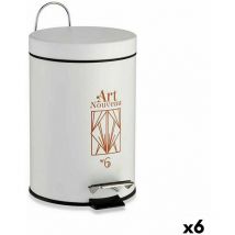 Berilo - Poubelle à pédale art nouveau blanc bronze acier plastique 3 l (6 pièces)