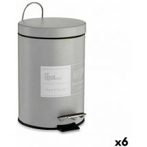 Berilo - pedal bin beauty products white grey steel plastic 3 l (6 pieces)