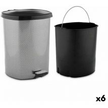 Berilo - Corbeille à pédale en plastique gris foncé 11 l (6 pièces)
