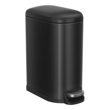 Poubelle de Salle de Bain 10L, Petit, Couvercle, Poubelle à Pédale pour Toilettes, Compact, Petit Espace, en Acier, Fermeture en Douceur, Noir