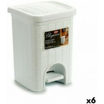 Stefanplast - Poubelle à pédale elegance white black plastic 6 l (6 pieces)