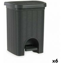 Stefanplast - Poubelle à pédale elegance grey plastic 20 l (6 pieces)