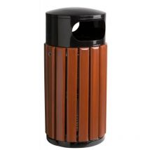 Corbeille extérieure bois métal 40 litres à poser Zeno coloris Bois/Jaune colza - rossignol