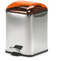 Poubelle avec pédale orange transparent Karta