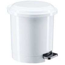 Poubelle blanche en plastique à pédale 6 l ronde