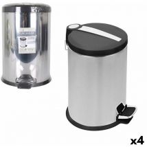 Poubelle confortime métal argenté 4 pcs. 12 l 25 x 39 cm (25 x 25 x 39 x 39 cm)