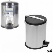 Confortime - Poubelle métal argenté 4 pcs. 5 l 20 x 27.5 cm (20 x 20 x 27 x 27.5 cm)