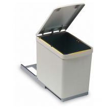 Poubelle coulissante 1 seau - Contenance : 16 l - Décor : Gris - Hauteur : 360 mm - Largeur : 230 mm - Matériau : pp - Nombre de seaux : 1 - Pour