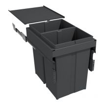 Poubelle coulissante suspendue 58l 2 seaux - Amortisseur : Avec - Contenance : 58 l - Décor : Anthracite - Hauteur : 485 mm - Largeur : 362 mm