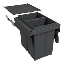 Poubelle coulissante suspendue 58l 2 seaux - Amortisseur : Avec - Contenance : 58 l - Décor : Anthracite - Hauteur : 485 mm - Largeur : 412 mm