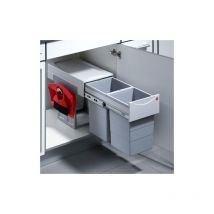 Poubelle coulissante tri sélectif 2 bacs 15L pelle + brosse - POU3660