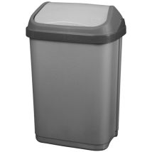 Poubelle à pédale – 10L – Gris silver – Plastique – Volume, Hauteur, Forme, Nombre de compartiment(s), Matières, Largeur, Longueur