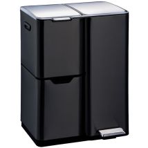 Kitchen Move – Poubelle À Pédale Tri Sélectif 60l – 3 Compartiments Amovibles – Acier Inoxydable Noir Mat – Ouverture Douce Et Silencieuse