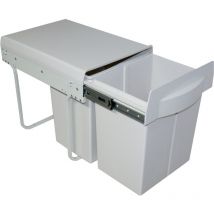 Poubelle cuisine blanc POPPY - poubelle encastrable 2 x 20 litres