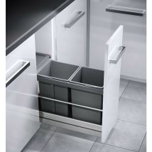 Poubelle de cuisine tri sélectif 2 bacs encastrable 30L (15+15) Hailo Tandem