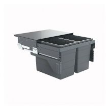 Hailo - Poubelle de cuisine tri sélectif 2 bacs encastrable 60L (28+28) Cargo