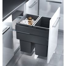 Poubelle de cuisine tri sélectif 2 bacs encastrable 76L (38+38) Hailo Euro Cargo
