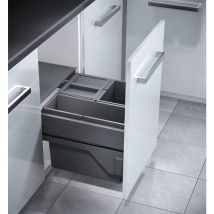 Hailo - Poubelle de cuisine tri sélectif 3 bacs encastrable 43L (17+13+13) Cargo