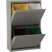 Fijalo - Poubelle de recyclage 4 Cubes Gris Mat-4X18L. 60X25X92cm