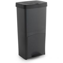 Poubelle de recyclage, Poubelle de tri des déchets , bac de tri coloris noir, 70 l - Longueur 39 x Profondeur 30 x Hauteur 76 cm
