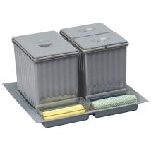 Poubelle de tiroir - 3 bacs - 31 l - Contenance : 31 l - Décor : Gris - Hauteur : 303 mm - Largeur maxi : 540 mm - Largeur mini : 475 mm - Matériau :
