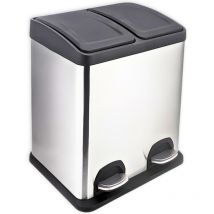 Facilitys - Poubelle de tri inox Double Bac 40 l - Compartiment de 20 l x 2 séparés - Pédale en inox